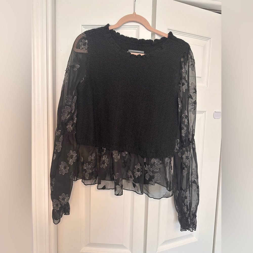 Anthropologie black layered sweater vest, size S